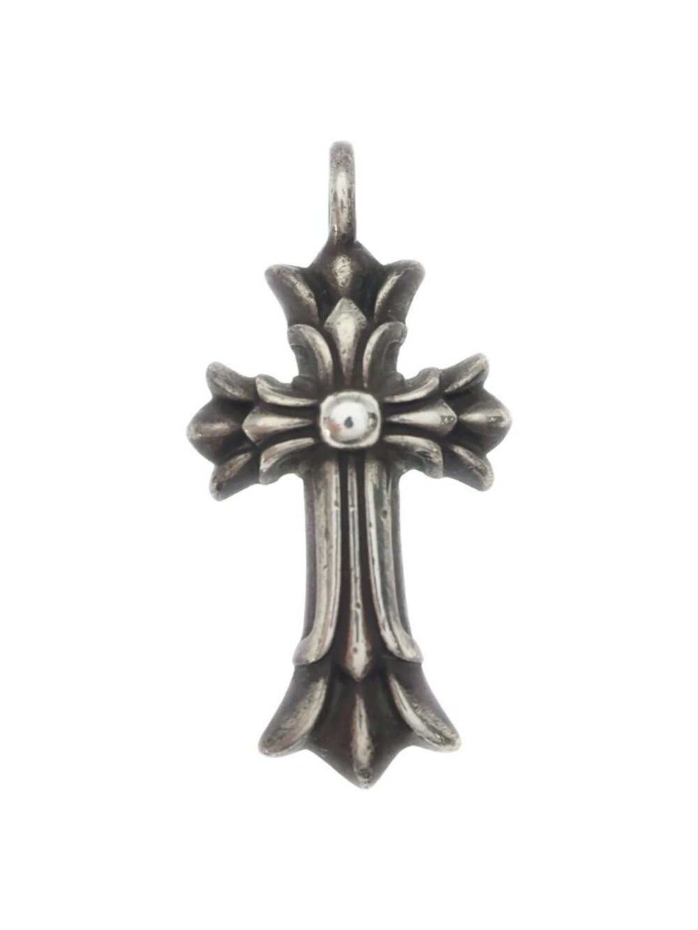 Chrome Hearts Dbl CH Crs Double CH Cross Charm Pendant Top Silver